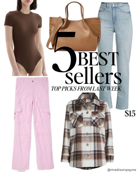 Last week’s best sellers 🥰 include a chocolate bodysuit (fits tts, I have it in a small), pink cargo pants (fit tts, I have a size small) they are very lightweight! A plaid shacket (fits tts, I have a size small) comes in a green plaid as well. A pair of straight leg jeans (fit tts), and a tote with gold hardware

Shacket, Cargo Pants, Jeans, Bodysuit, Tote, Fall Fashion, Fall Outfits, Best Sellers, Madison Payne

#LTKstyletip #LTKunder50 #LTKSeasonal