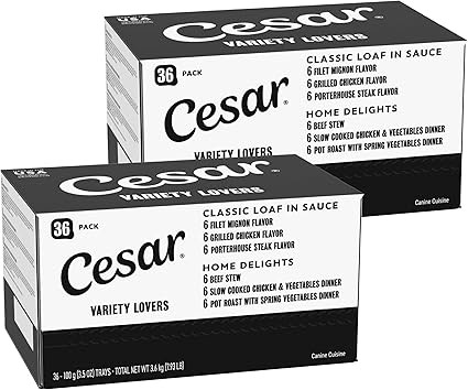 Cesar Wet Dog Food Home Delights & Classic Loaf in Sauce, Variety Pack, 3.5 oz, 36 Count (Pack of... | Amazon (US)