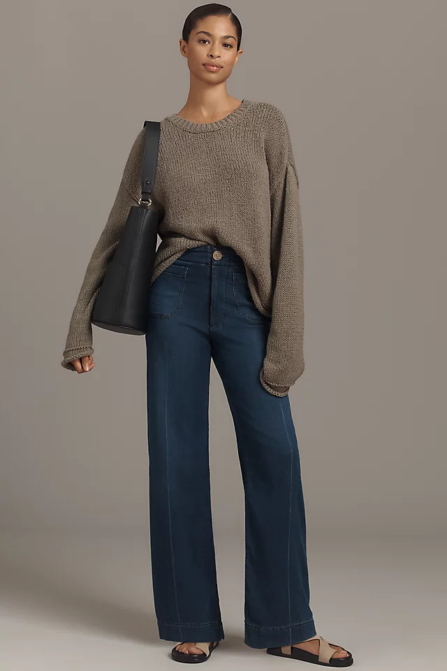 Colette Knit High-Rise Wide-Leg Full-Length Jeans | Anthropologie (US)