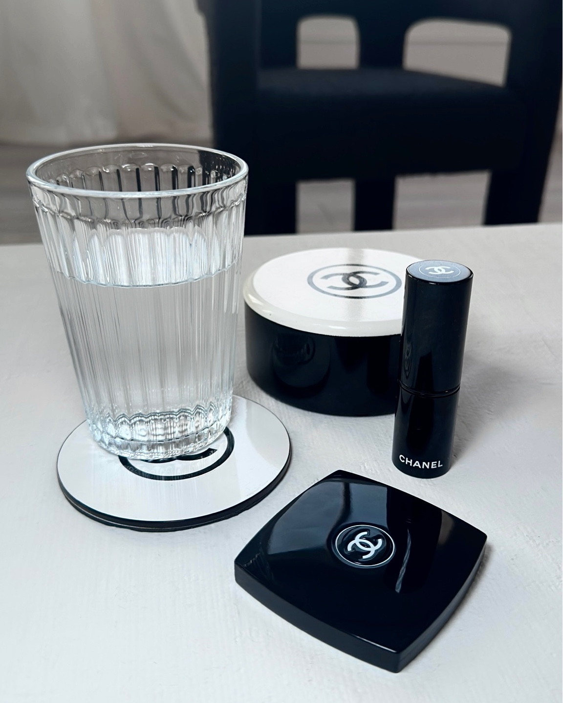 Water and Chanel are both necessities. 
I can carry the retractable make-up brush without worrying about creating makeup stains in my bag. The double mirror goes everywhere with me as well. 

#LTKstyletip #LTKbeauty #LTKtravel