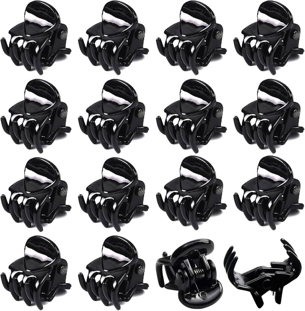 BOARDFEB Mini Hair Claw Clips,24 Pcs Black Small Non-Slip Hair Claw Clamp Plastic Tiny Mini Claw ... | Amazon (US)
