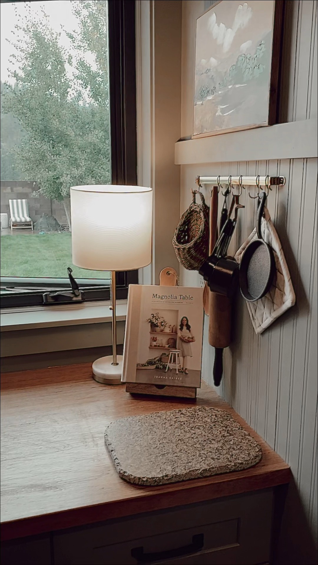 Pantry Favorites | table lamp, beadboard wallpaper, brass pot rail, fine art, cook book, cook book stand, stand mixer, spoon rest, measuring cups.

#LTKSeasonal #LTKhome #LTKunder50