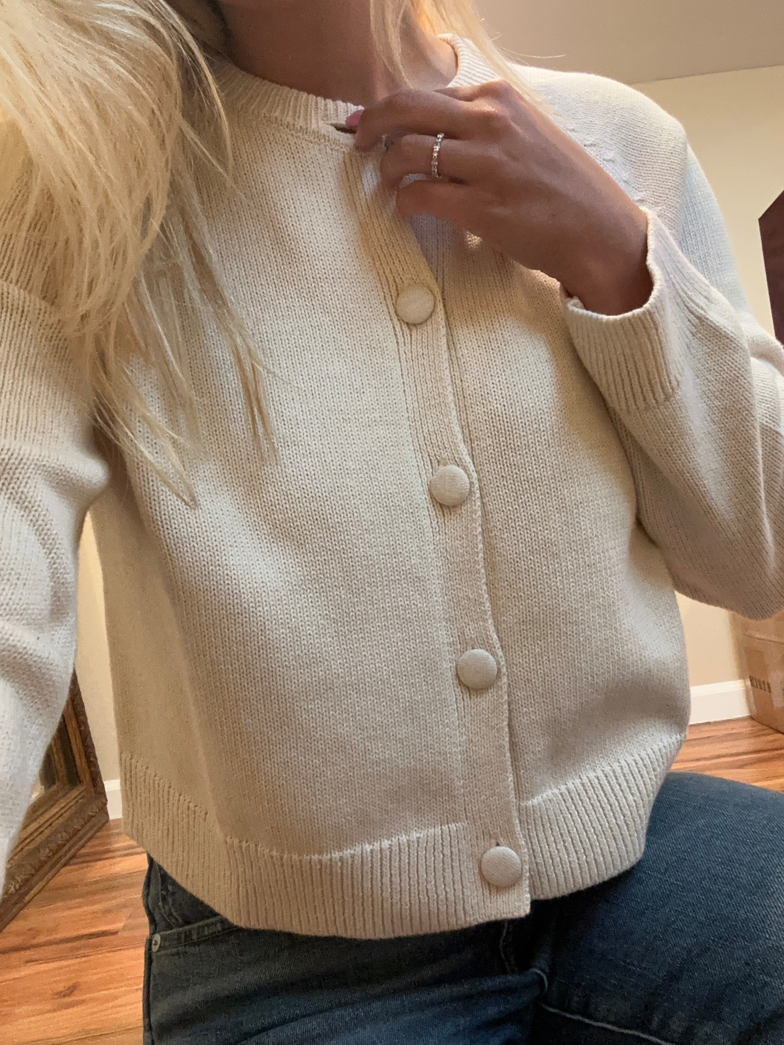 This target button down cardigan is worth the hype!! Only $32 and comes in so many fun colors!!! I sized up to a medium for a boxy look! 🤍

#LTKFindsUnder50 #LTKStyleTip #LTKWorkwear