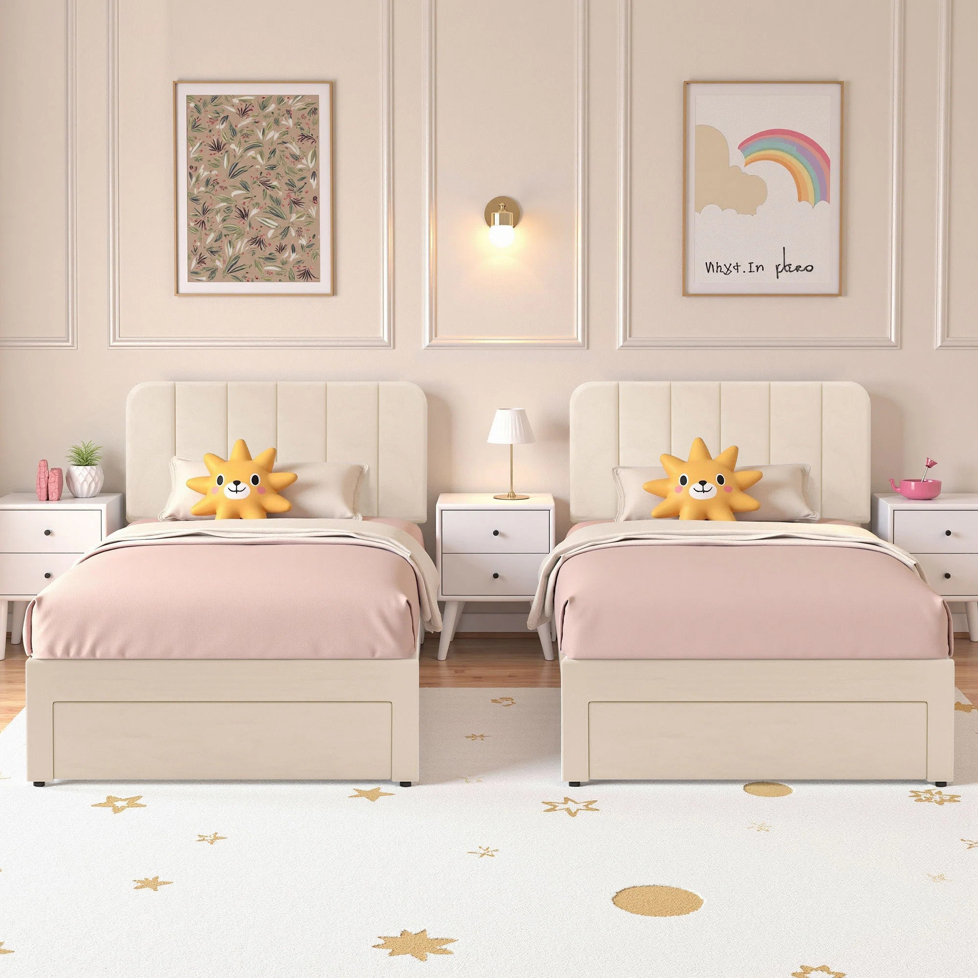 Mercer41 Set Of 2 Twin Size Storage Beds Frame With Adjustable Velvet Upholstered Headboards And Under-Bed Storage Drawers Wood Platform Bed & Reviews | Wayfair | Wayfair North America