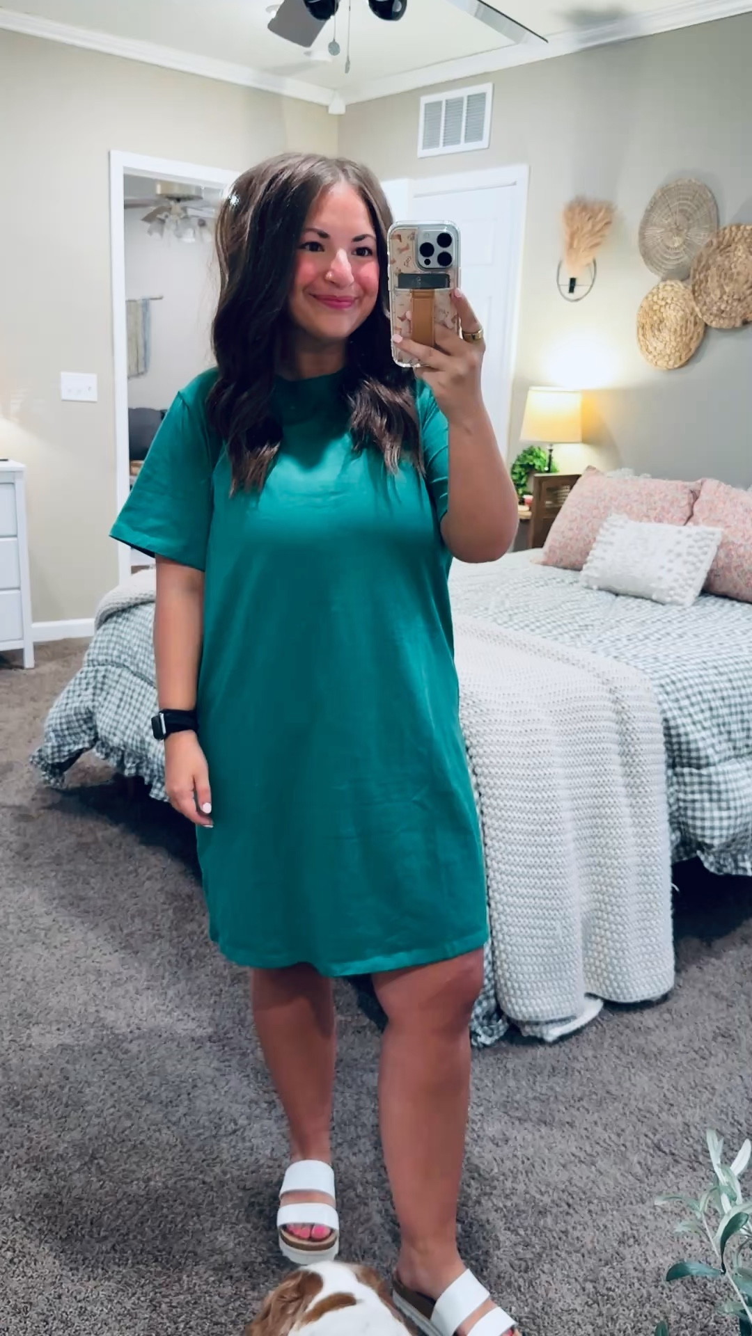 Casual + cute ☀️ this t-shirt dress is perfect for busy days or weekend errands!

sandals: fit true to size // wearing a 5
dress: fits true to size // wearing a large 

 