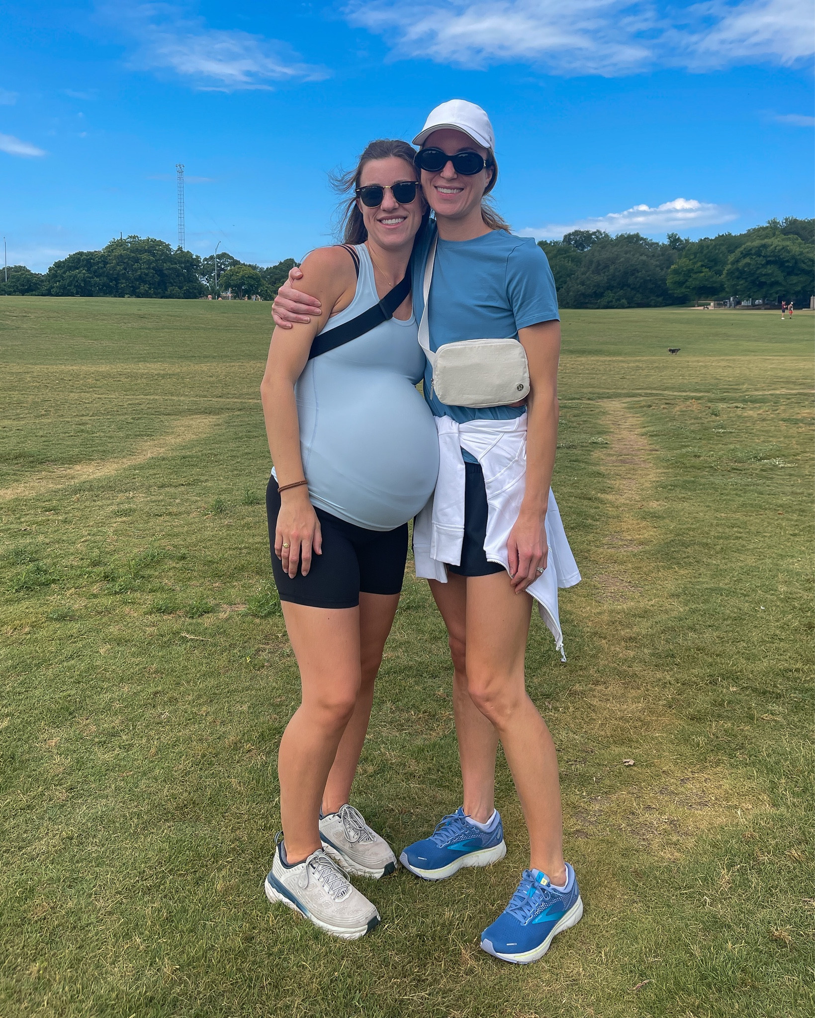 Saturday athleisure with my sister (due with twins in two weeks!). My tee is true to size, shorts a great length and true to size. Her Nulu tank is her normal Lulu size and has stretched great for the bump!

#summerathleisure #lululemonshirt #lululemonmaternity #maternityathleisure #maternitytank #lululemonhat #lululemontop #summerlululemon #athleisuresummer 

#LTKstyletip #LTKunder100 #LTKSeasonal