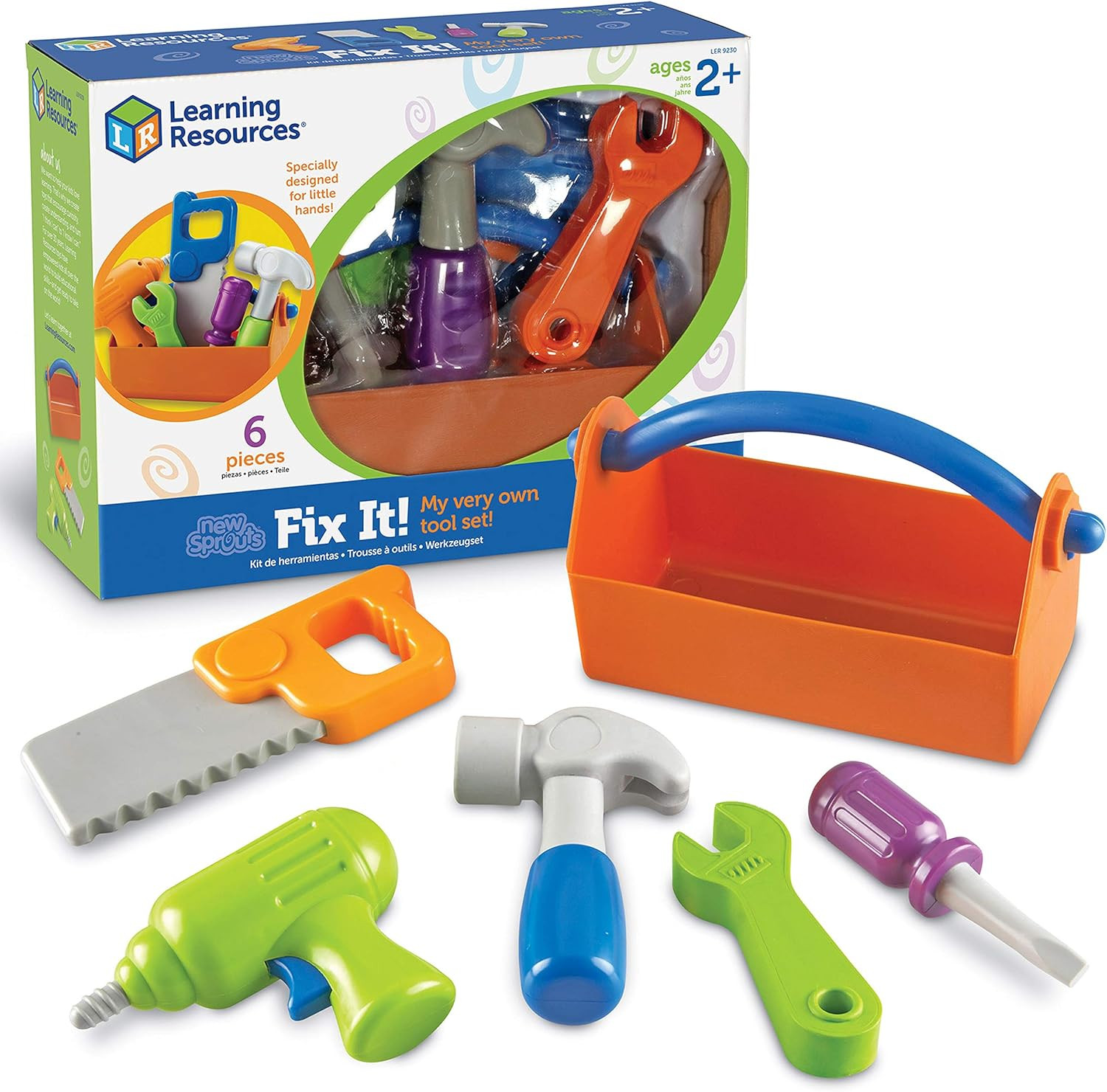 Learning Resources New Sprouts Fix It!, Fine Motor, Pretend Play Toy Tool Set, 6 Piece, Ages 2+ | Amazon (US)