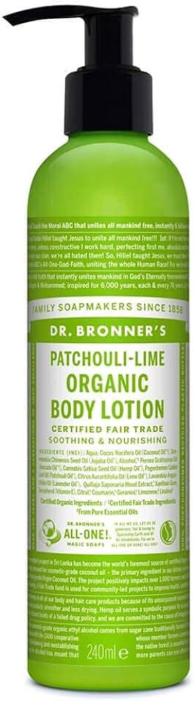 Dr. Bronner's Organic Lotions Patchouli Lime at Least 95% Organic, 8 Ounce | Amazon (CA)