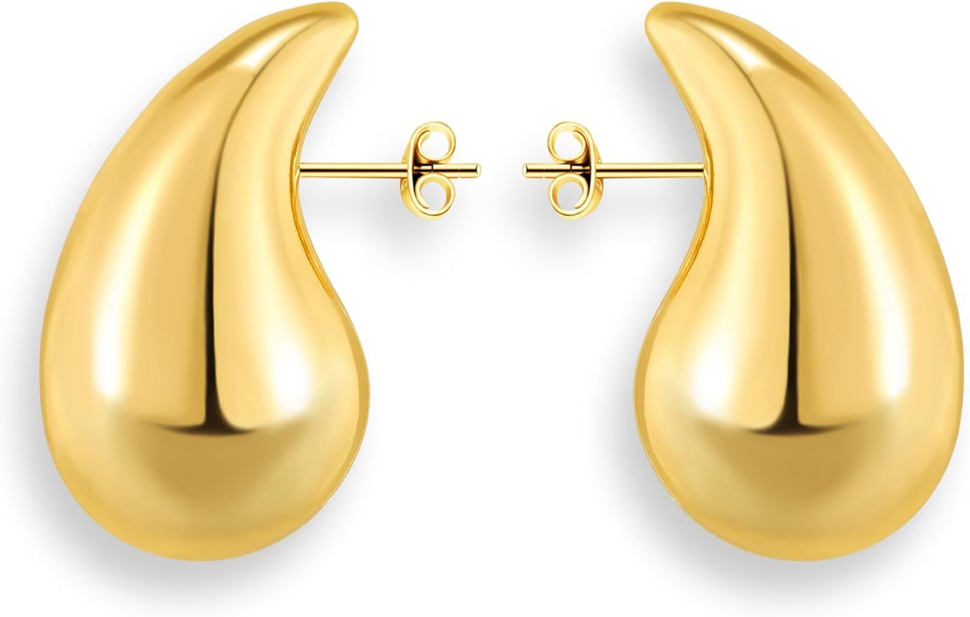 Teardrop Bottega Earrings Dupes for Women, Chunky Gold Hoop Earrings, Lightweight Hypoallergenic ... | Amazon (US)