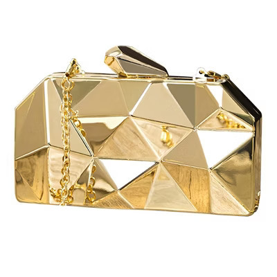 Women Lattice Pattern Metal Handbag Chain Geometric Evening Clutch Purse, Gold | Target