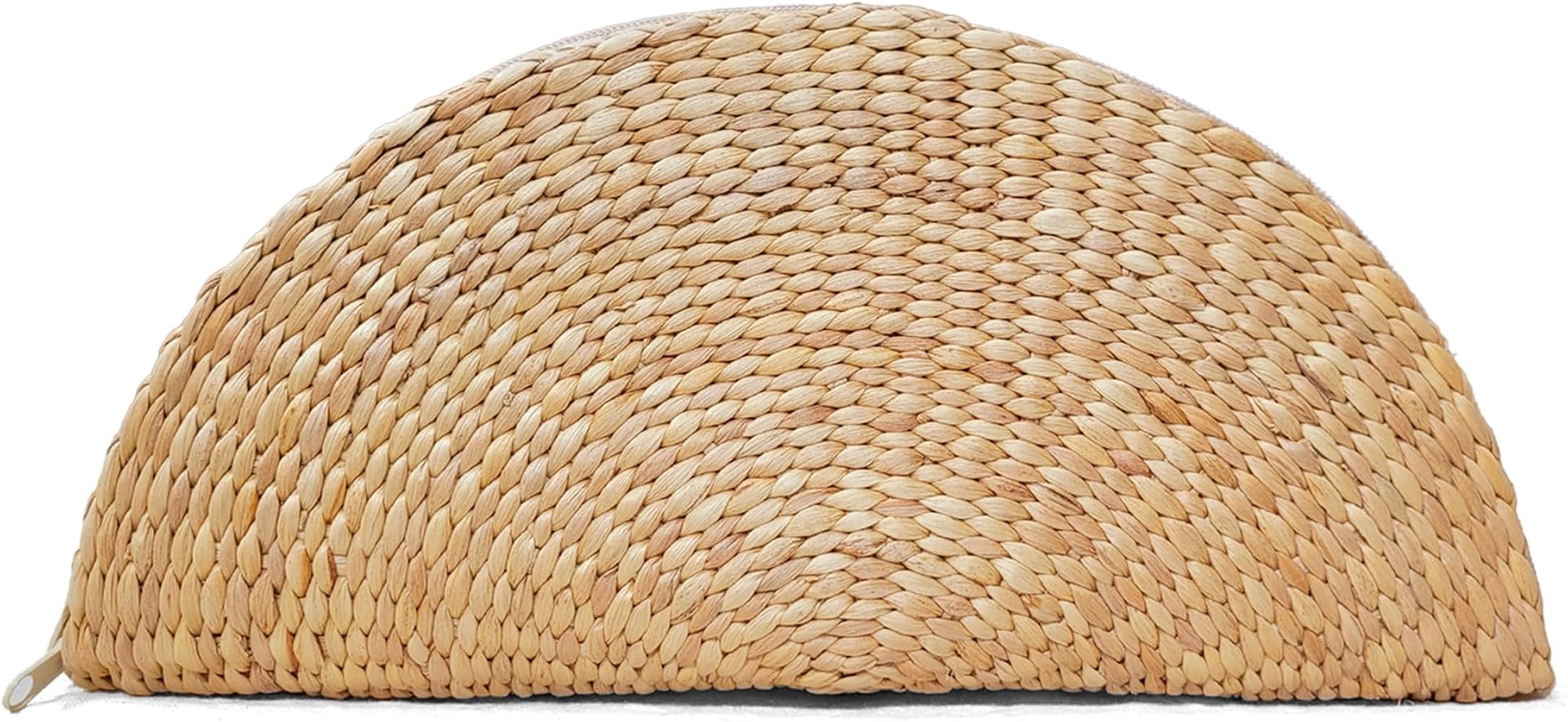 Water Hyacinth Half-Moon Clutch for Women – Handwoven Wicker Purse with Linen Lining, Small Boh... | Amazon (US)