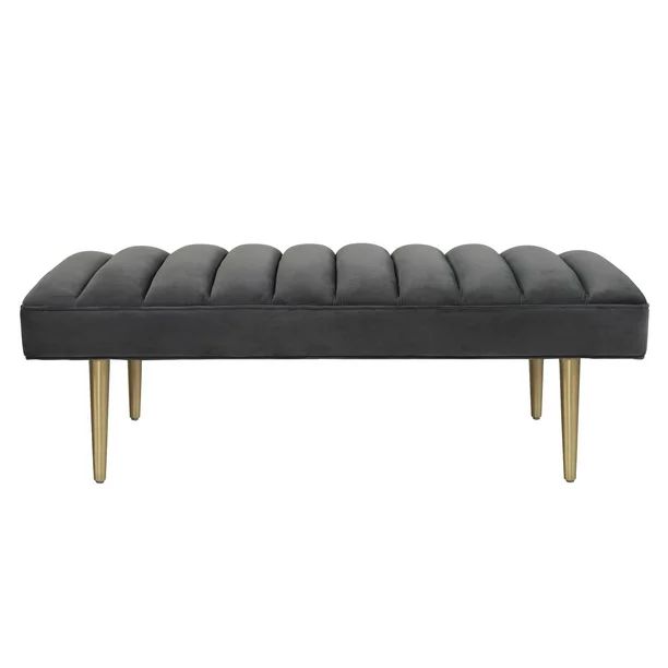 TOV Furniture Jax Grey Velvet Bench with Gold Legs | Walmart (US)