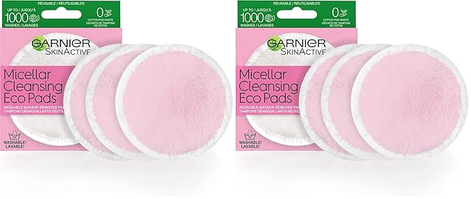 Garnier Micellar Cleansing Eco Pads, Reusable, 3 Ultra-soft Microfiber Pads, 1 Count (Packaging M... | Amazon (US)