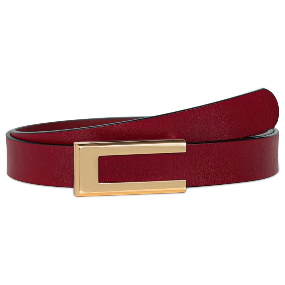 Women's Leather Belt with Buckle - Ideal for Dresses, Jeans, and Coats | Amazon (US)