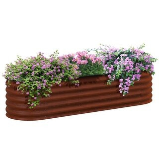 Outsunny 7.9' x 2' x 1.4' Galvanized Raised Garden Bed Kit, Outdoor Metal Elevated Planter Box - ... | Bed Bath & Beyond