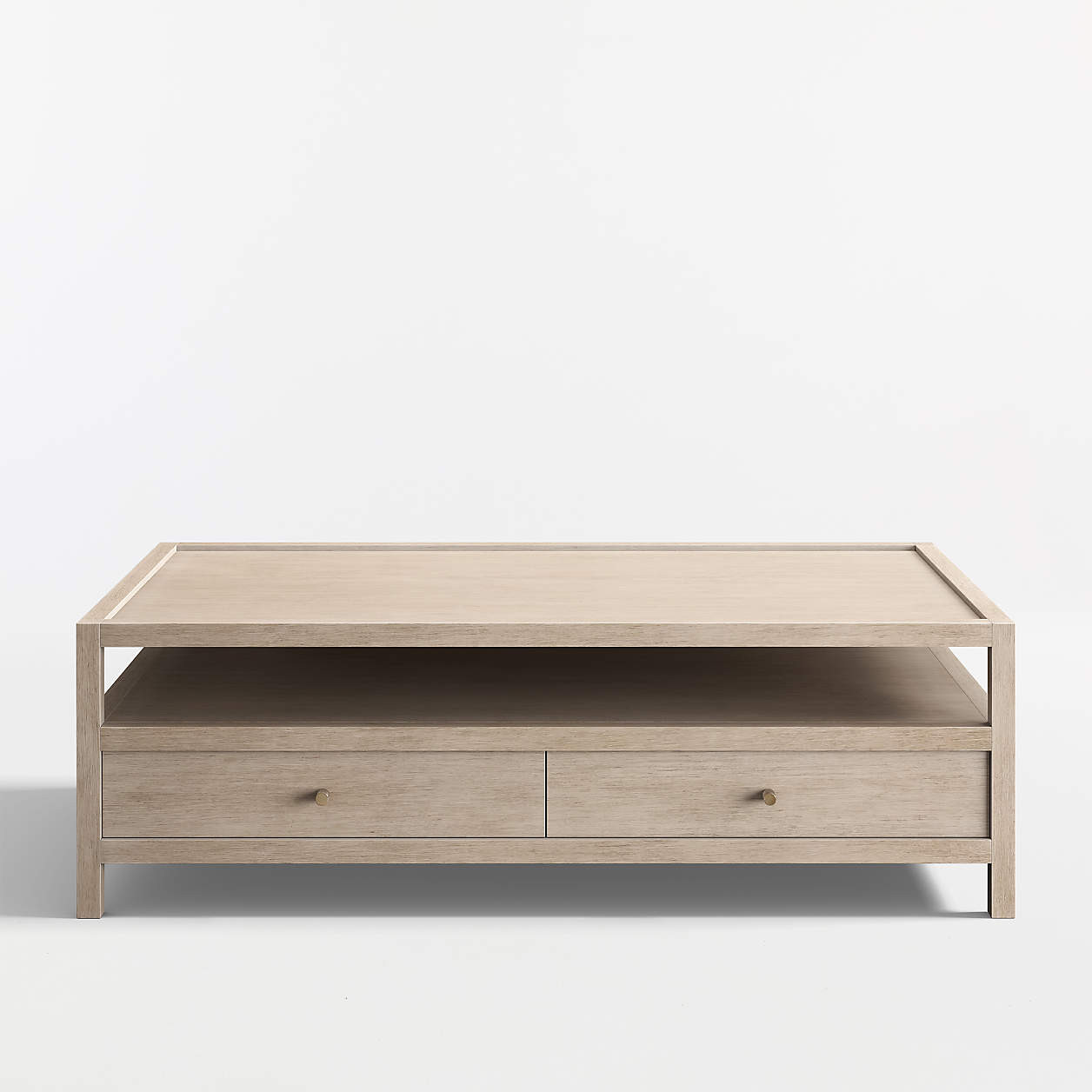 Keane Weathered Natural Wood 45" Square Storage Coffee Table + Reviews | Crate & Barrel | Crate & Barrel