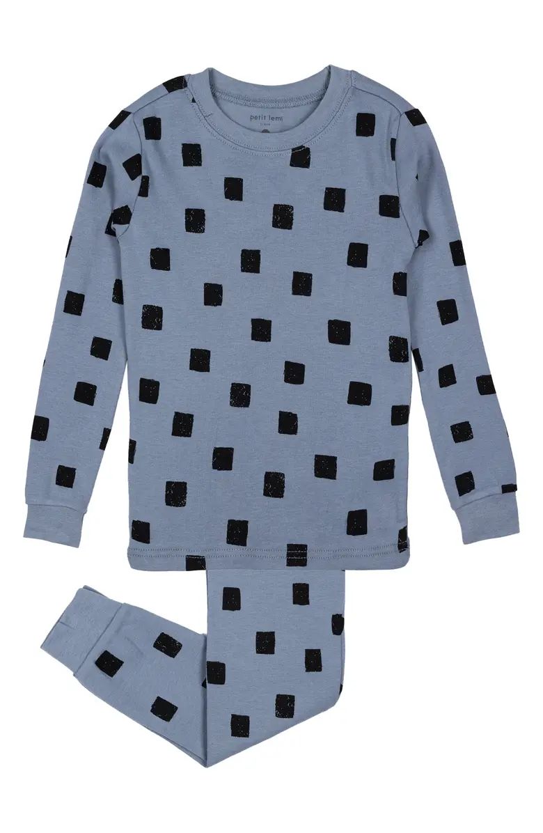 Kids' Square Print Organic Cotton Fitted Two-Piece Pajamas | Nordstrom