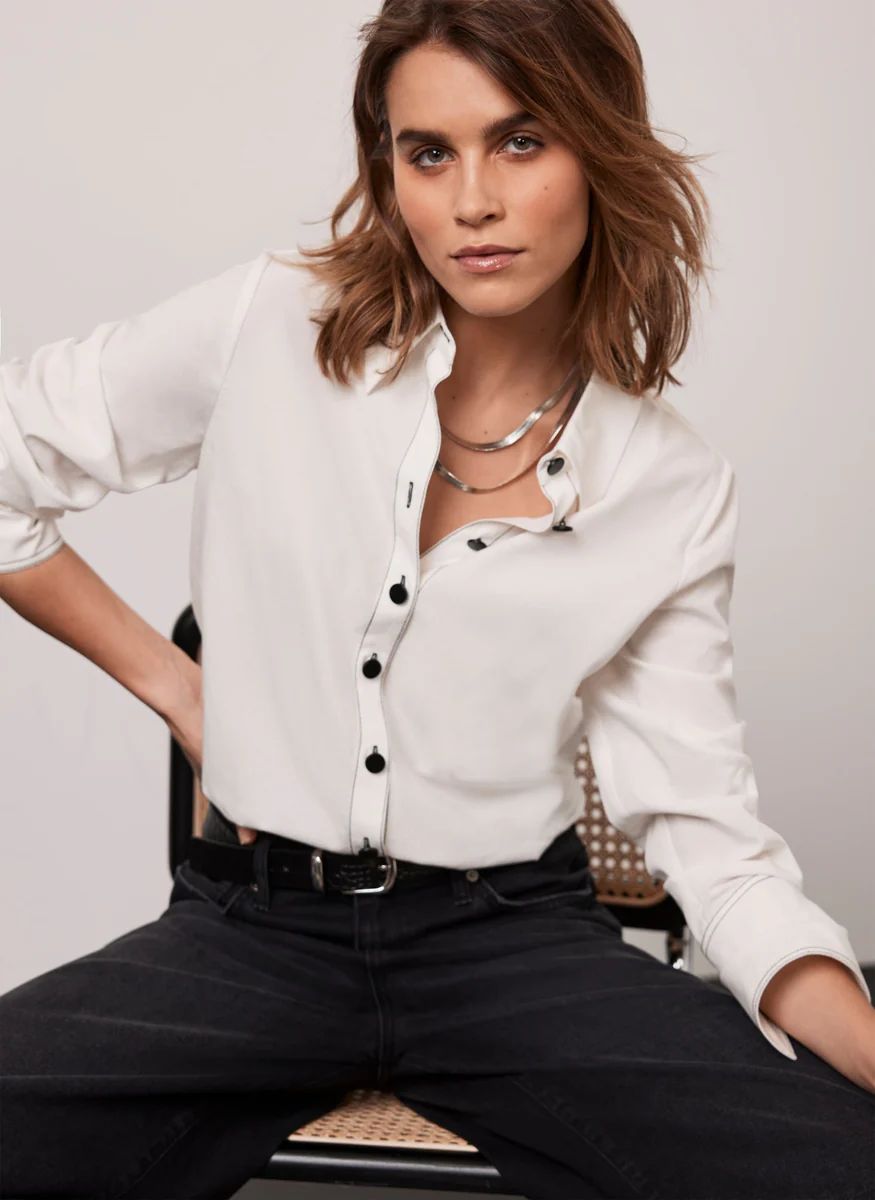 White Contrast Stitch Shirt | Mint Velvet