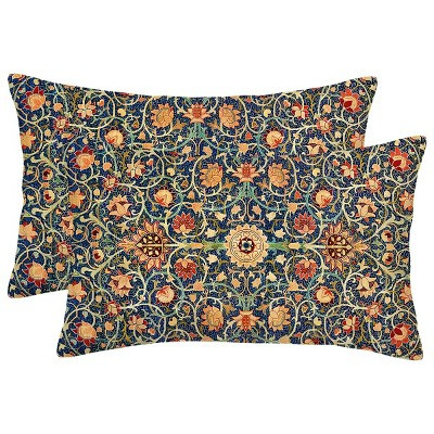 Vintage Floral Pillow Covers 12X20 Inch Set of 2 Boho Ethnic Carpet Pattern, No Insert, Velvet | Target