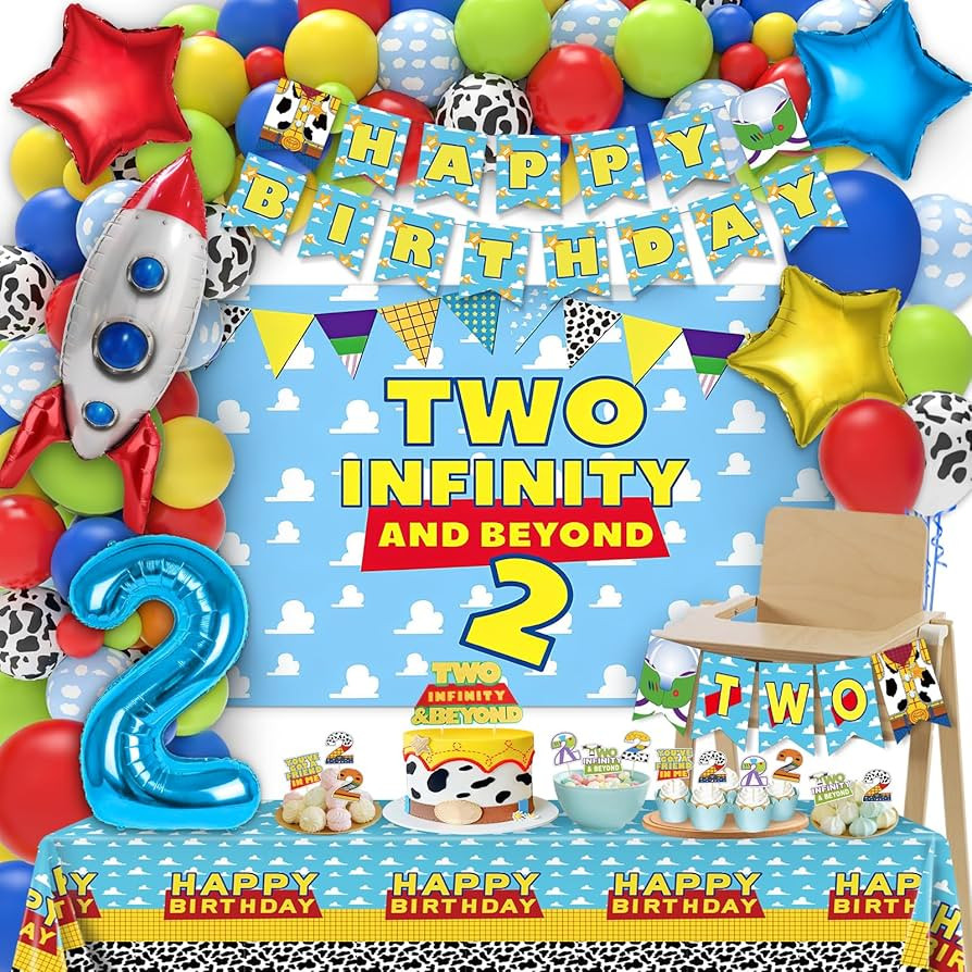 Two Infinity and Beyond Birthday Decorations - 105 Pcs Toy Inspired Story 2nd Birthday Party Supp... | Amazon (US)