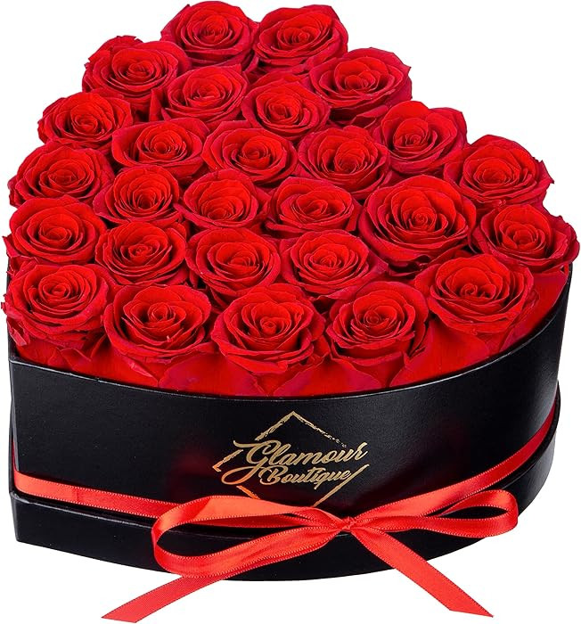 GLAMOUR BOUTIQUE 27 Flower Forever Heart Shape Box, Eternal Preserved Roses Gift for Her, Lasting... | Amazon (US)