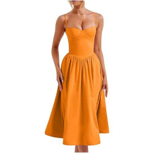 Women's Vintage Corset Dress Spaghetti Strap A-Line Midi Dress Elegant Cocktail Party Evening Dresses | Amazon (US)