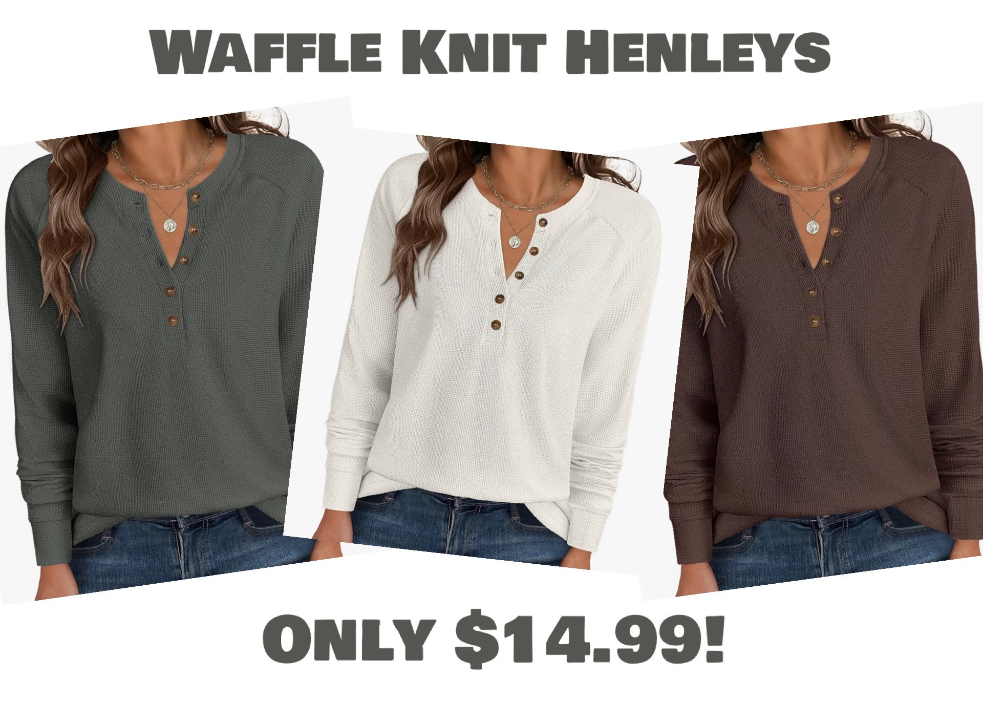 Happy Friday! Amazon has their newer Anrabess Waffle Knit Henleys down to only $14.99 today in several colors! Very hard to find long sleeve style that can be dressed up more or worn casually. An easy transitional piece made of a comfy fabric that’s so nice to cozy up in this time of year!