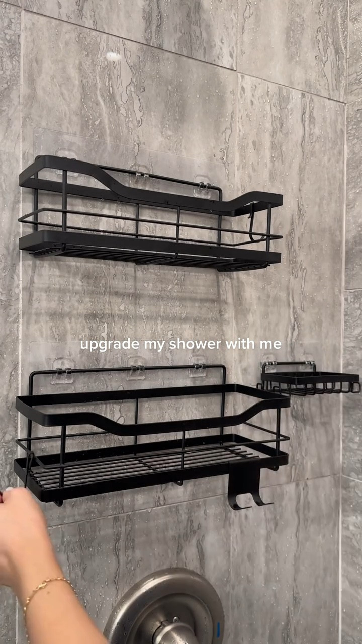 Shower upgrade! Love these shelves for organization 

#LTKHome