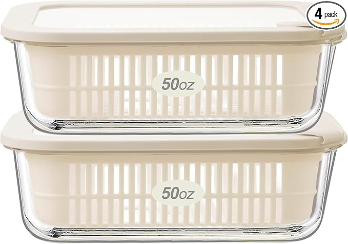 Urban Green Glass Food Storage Containers with Glass Lids, Microwave Safe Food Container Set, Ait... | Amazon (US)