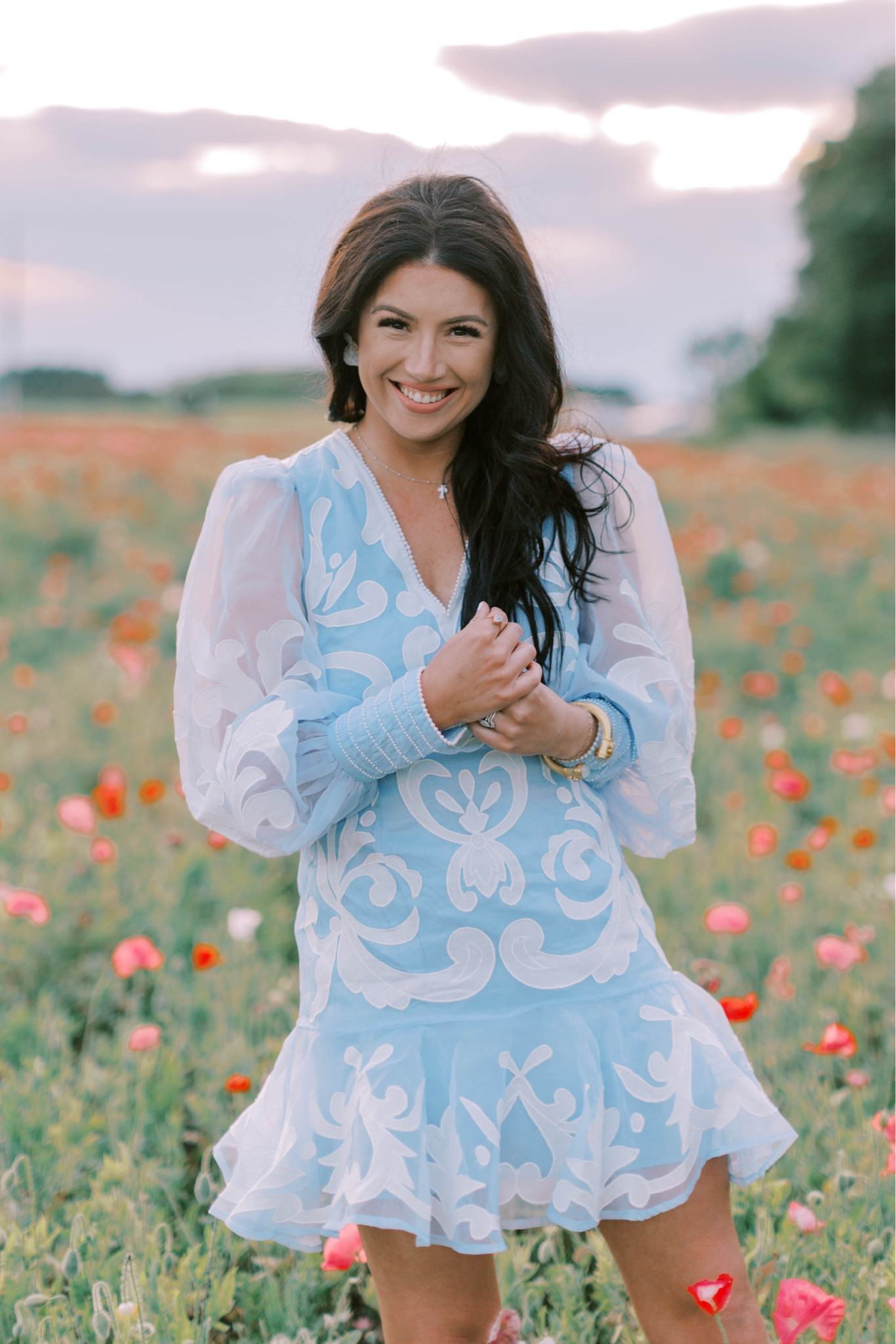 blue beaded maxi dress Vera Chiffon Beaded Maxi Dress- Dusty Blue S by LaMeera Moda