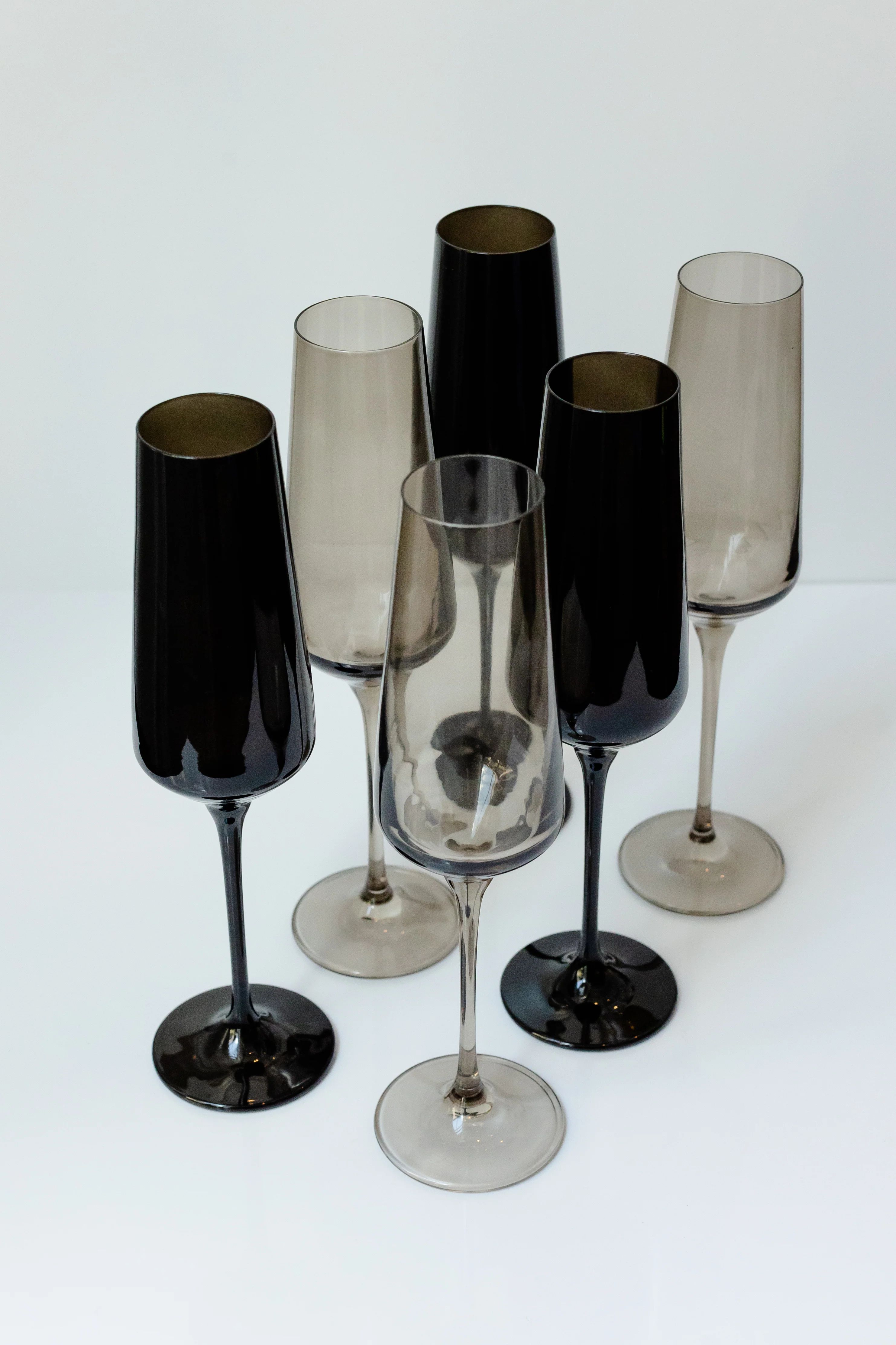 Estelle Colored Champagne Flute - Set of 6 {Smoke Mixed Set} | Estelle Colored Glass