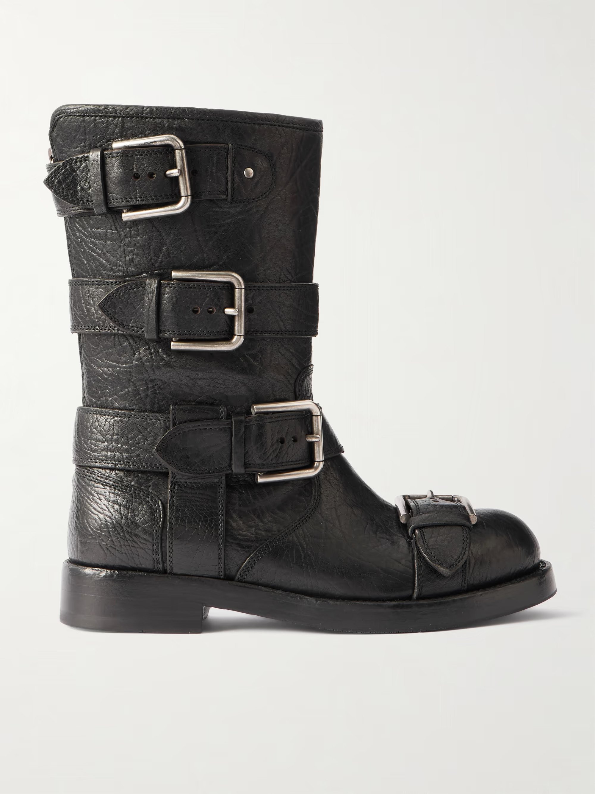 Bernini buckled crinkled-leather boots | NET-A-PORTER (UK & EU)
