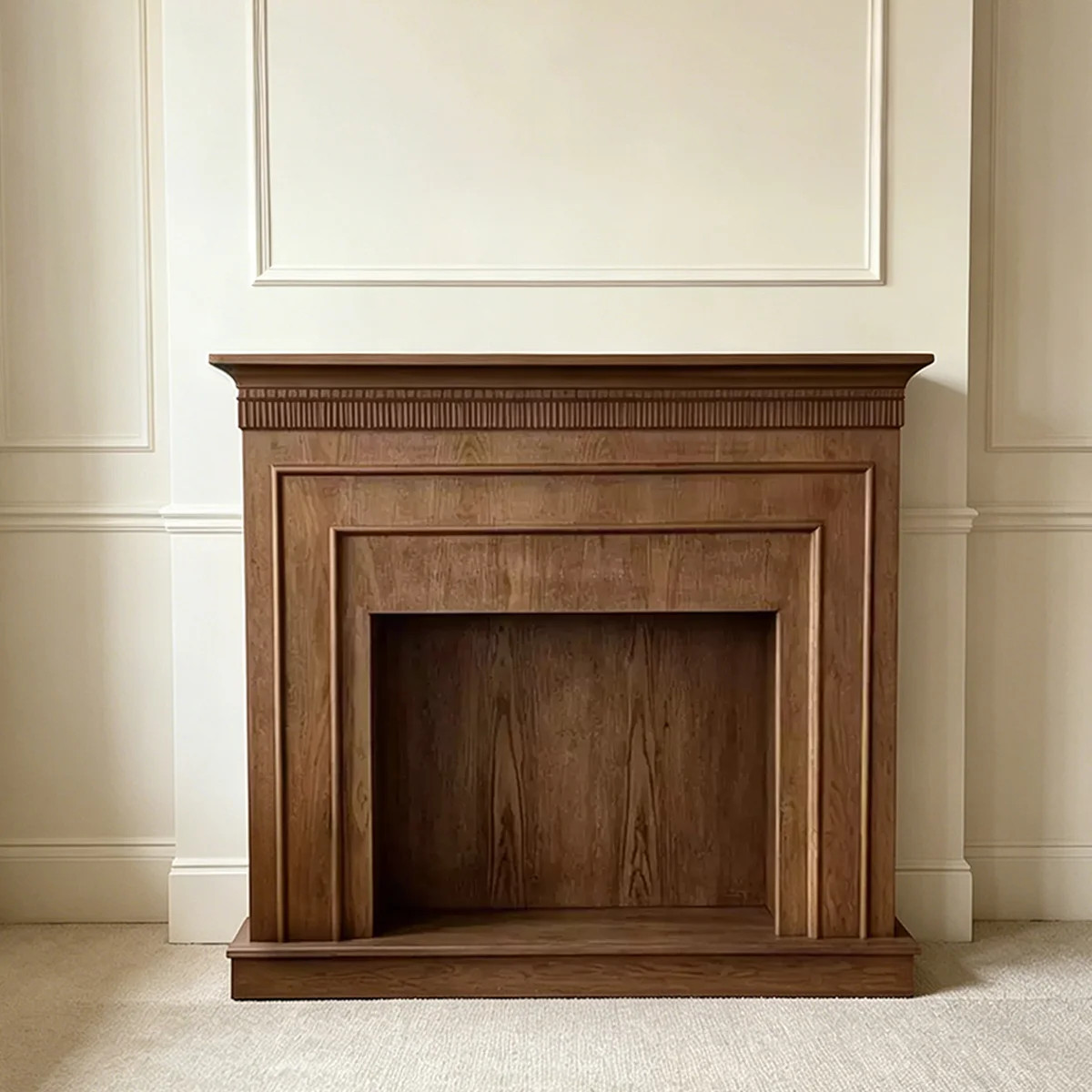 Nut-Brown Solid Wood Freestanding Fireplace | Wayfair North America