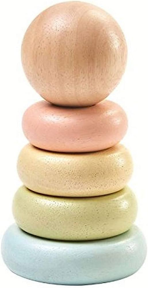 PlanToys First Stacking Rings Baby Toy - Sustainably Made from Rubberwood Featuring Organic-Pigme... | Amazon (US)