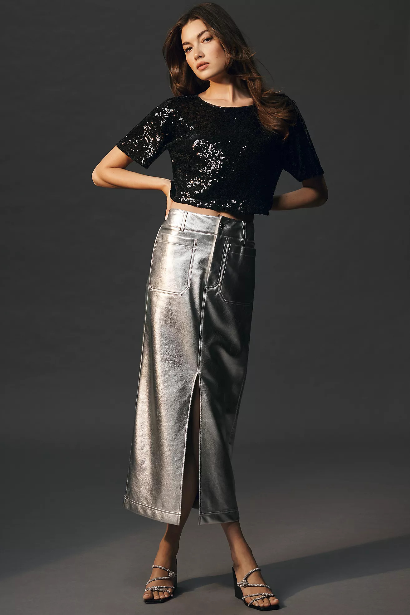 The Colette Metallic Maxi Skirt by Maeve | Anthropologie (EU)