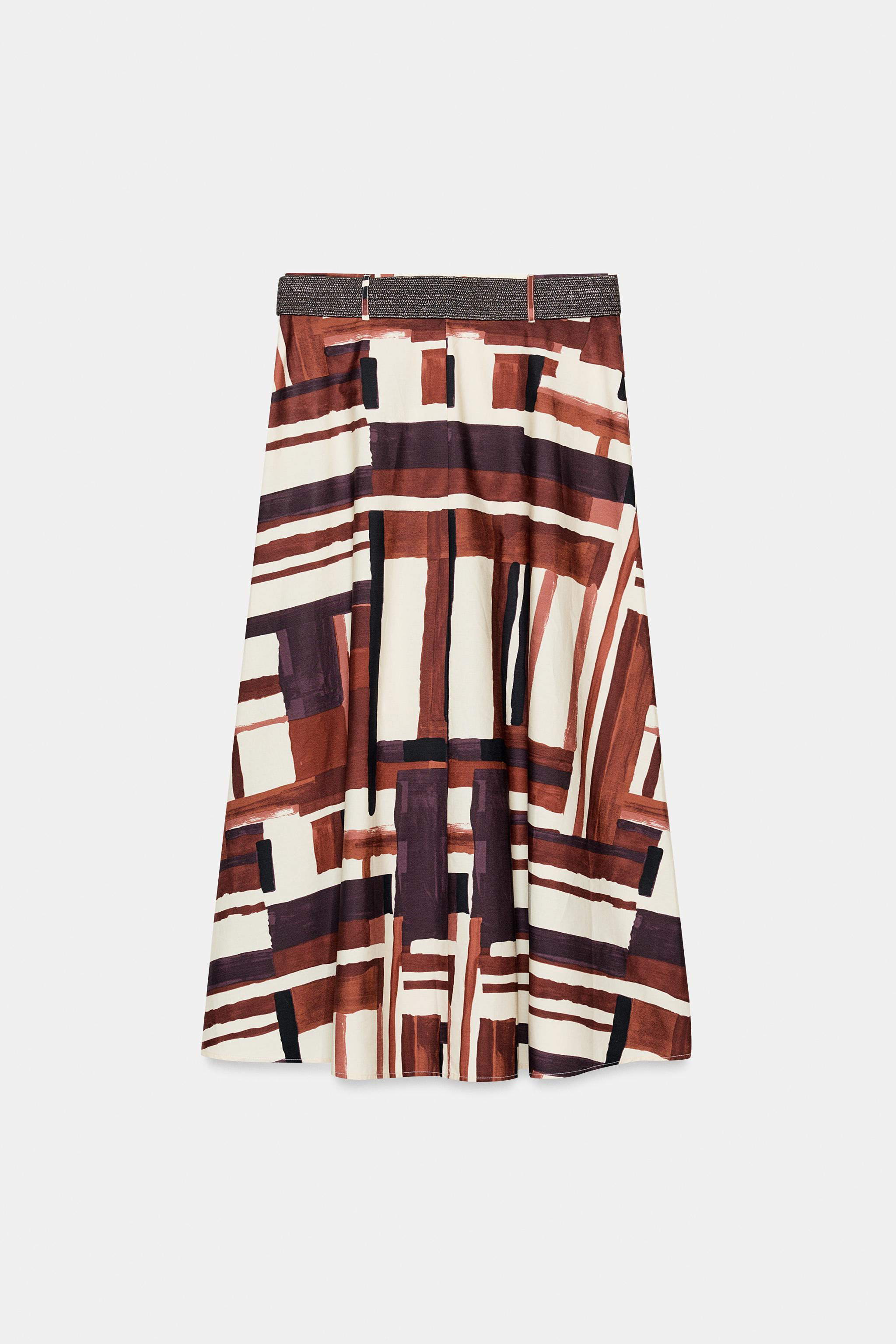 PRINTED BELTED SKIRT | Zara US