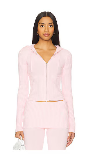 Frankies Bikinis Heritage Cloud Knit Hoodie in Pink. - size S | Revolve Clothing (Global)
