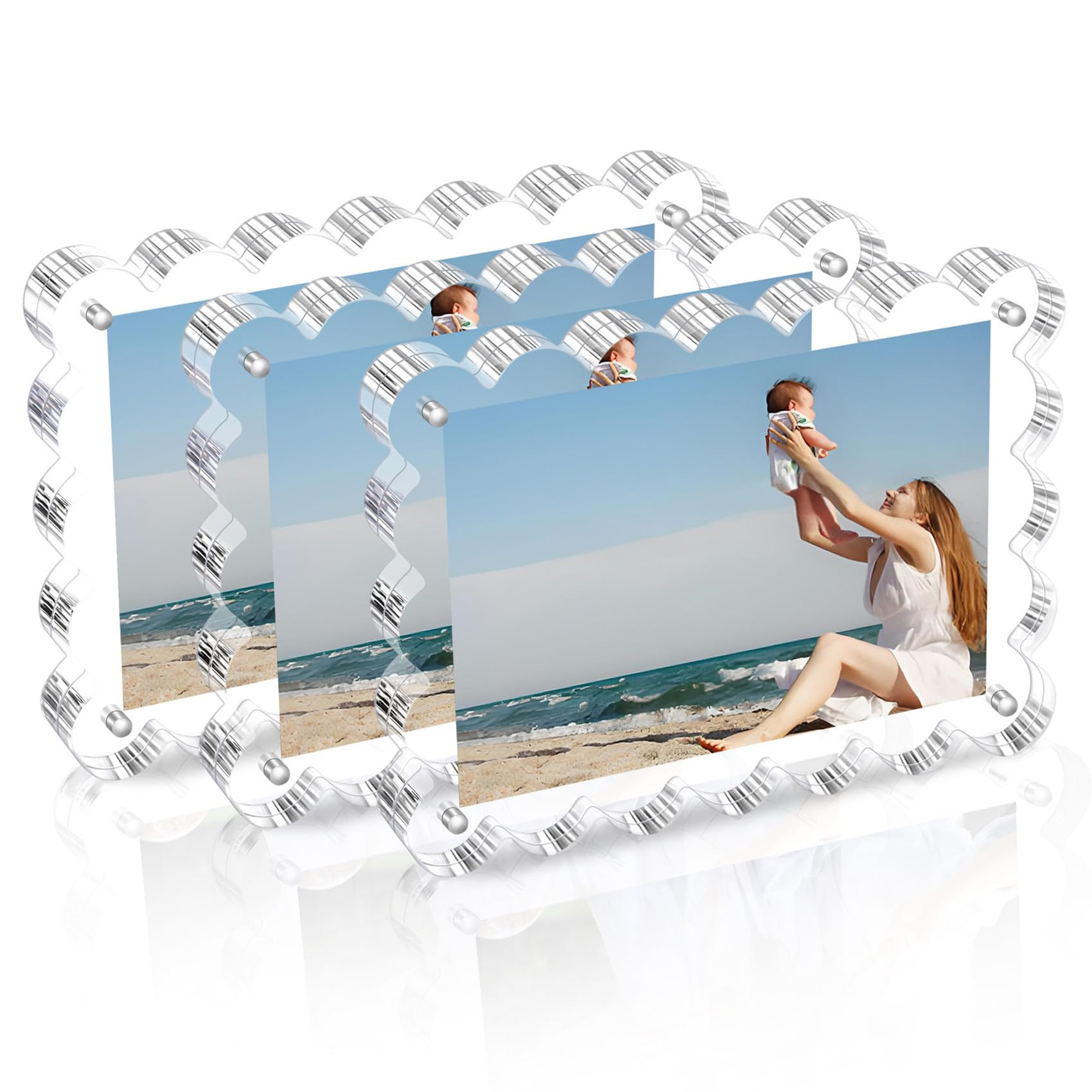3 Pack Acrylic Picture Frame: 4x6inch Magnetic Picture Frames, Double Sided Magnet Frames,10+10mm... | Amazon (US)