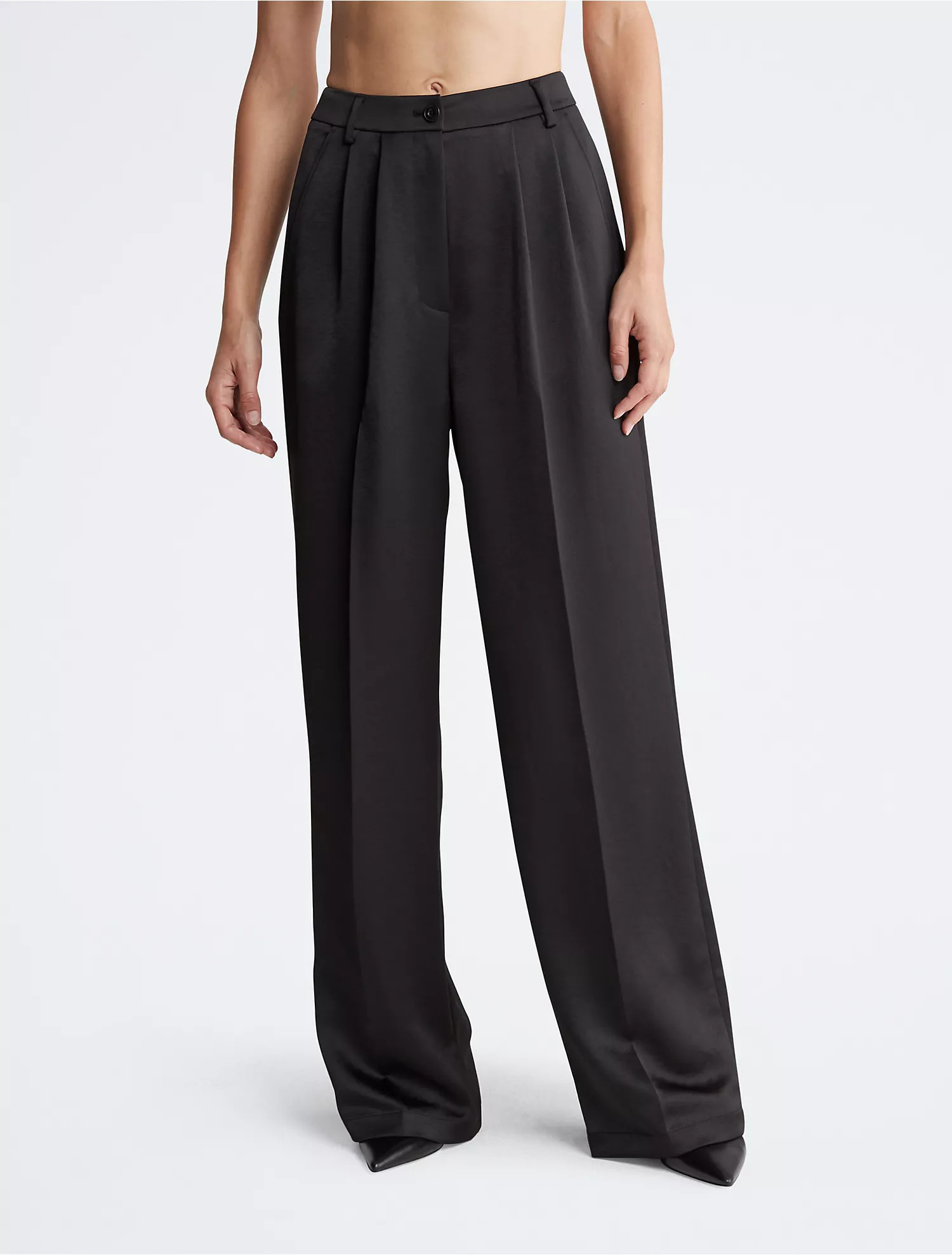 Satin Relaxed Wide Leg Pants | Calvin Klein | Calvin Klein (US)