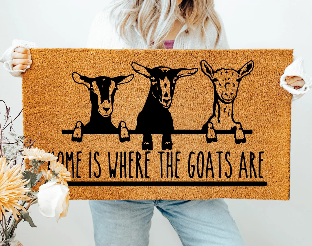 Home is Where The Goats Are Doormat, Flocked Coir Outdoor Welcome Mat, Custom Rug Gift, Front Por... | Etsy (US)
