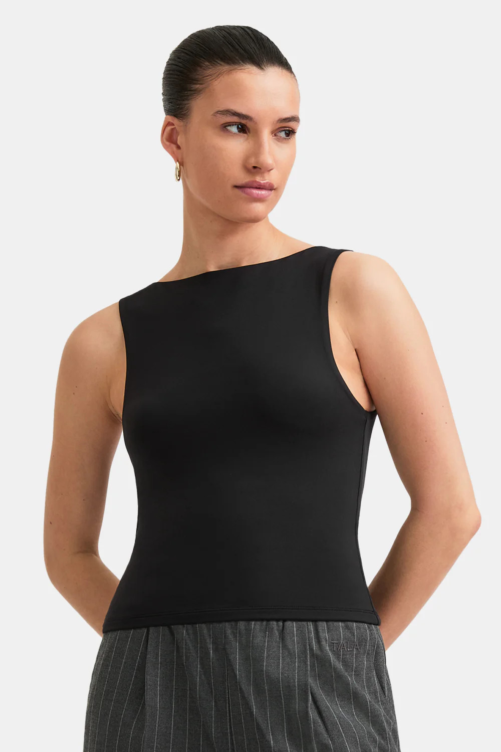 365 Boat Neck Tank - Shadow Black | TALA (UK)