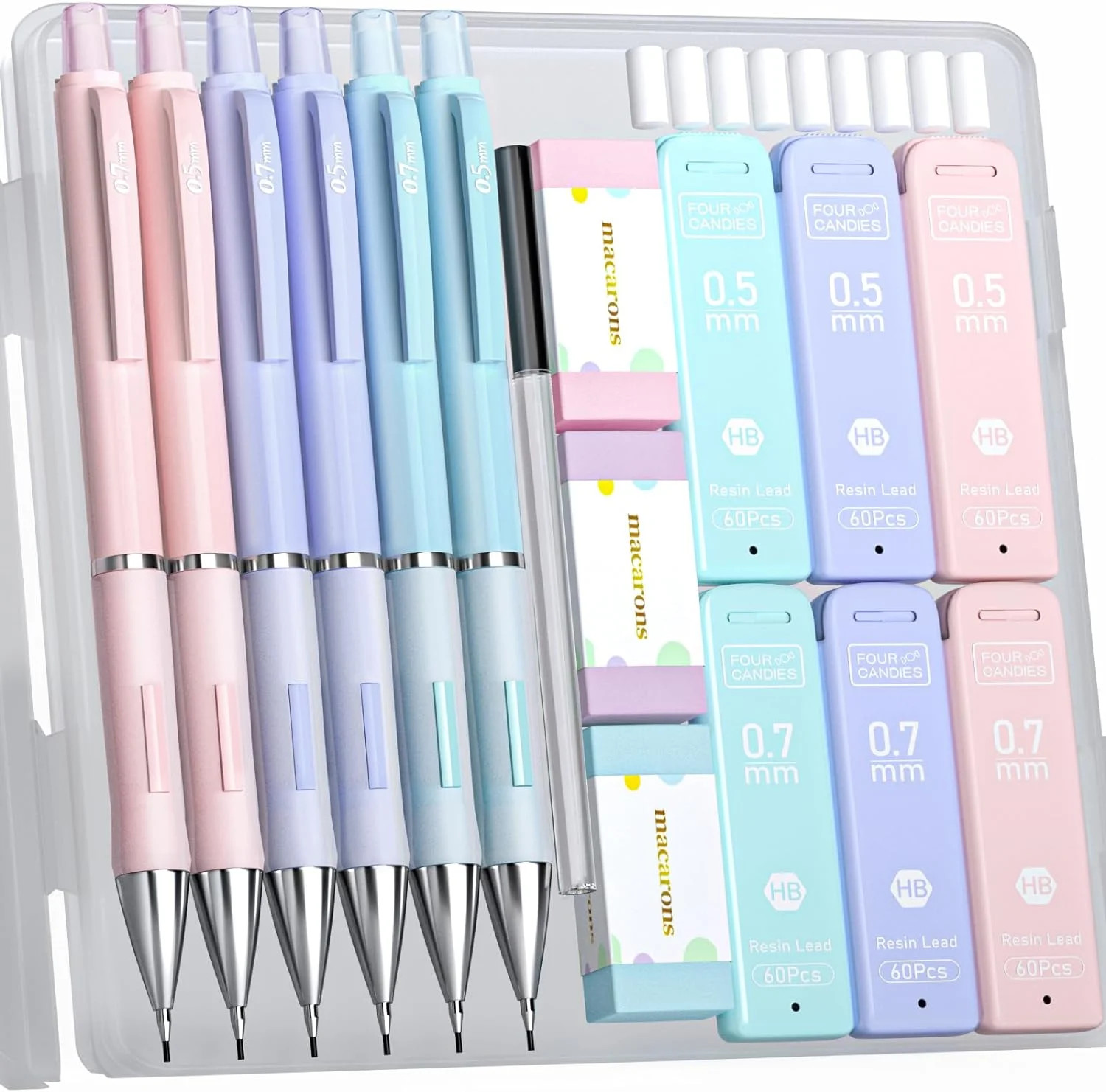 Four Candies Pastel Mechanical Pencil Set for Drawing & Writing,6PCS 0.5mm&0.7mm Mechanical Penci... | Walmart (US)