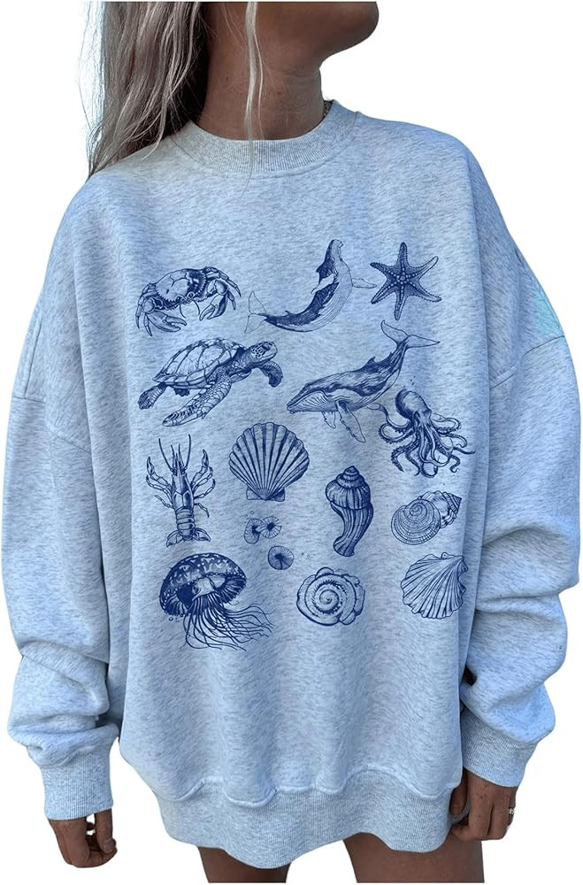 GORGLITTER Women's Oversized Graphic Sweatshirt Crewneck Cute Long Sleeve Shirt Pullover Top | Amazon (US)