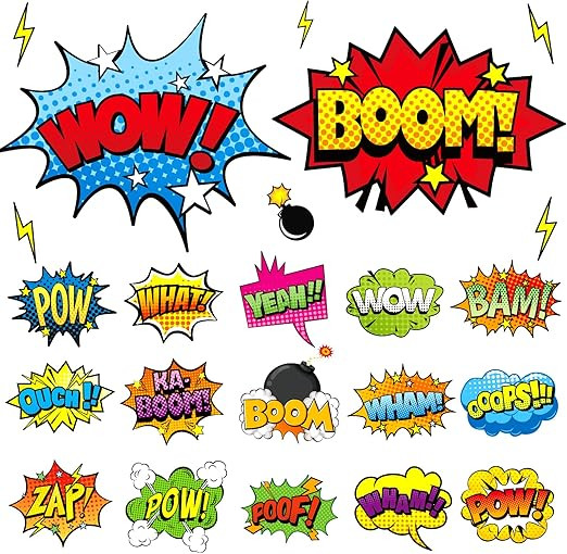 Superhero Cardboard Cutouts Decor 36 Pack Hero Action Sign Cutouts Banner Decorations Garland for... | Amazon (US)