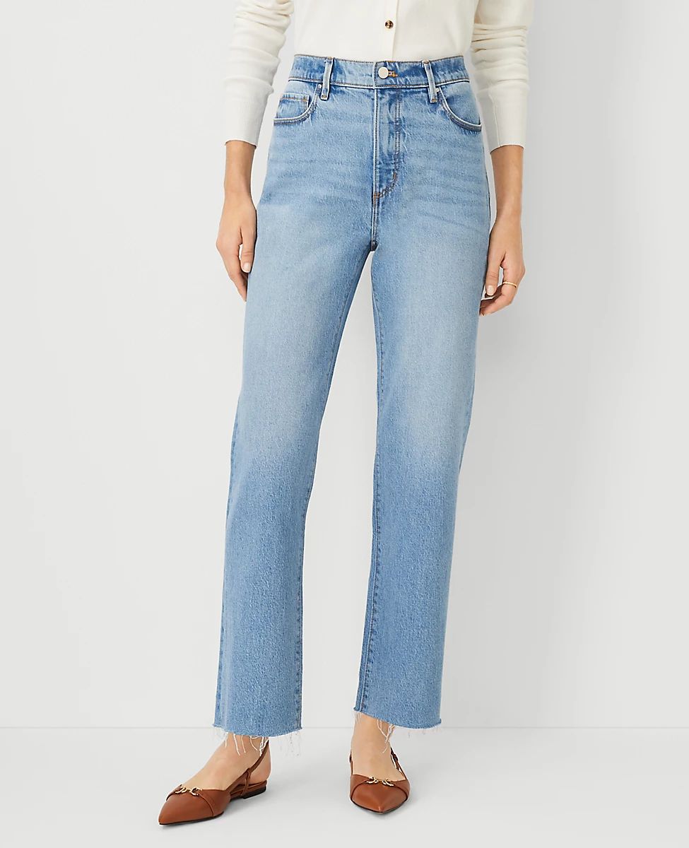 AT Weekend Fresh Cut High Rise Straight Jeans in Light Vintage Wash - Curvy Fit | Ann Taylor (US)