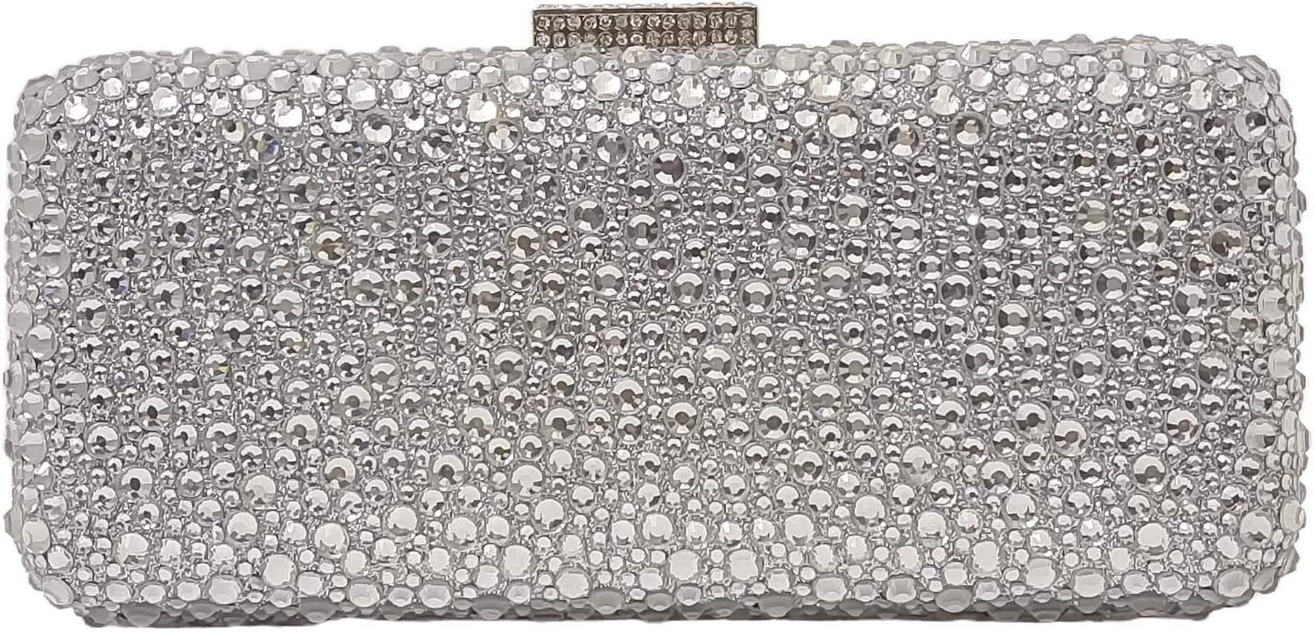 Long Rhinestone Box Evening Bag Women Formal Gathering Party Crystal Clutch Bridal Purse | Amazon (US)