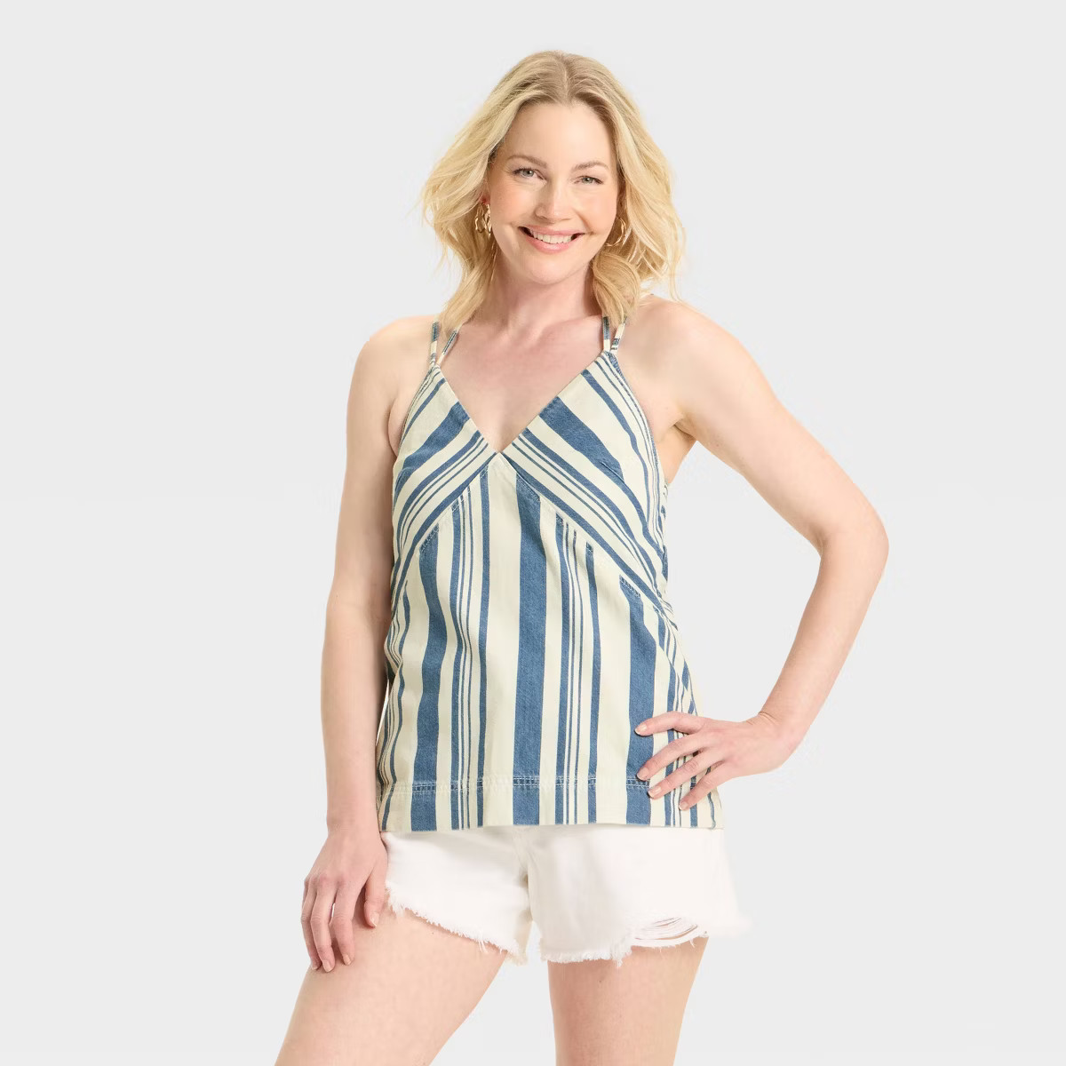 Women's Denim Tank Top - Universal Thread™ Navy Striped | Target