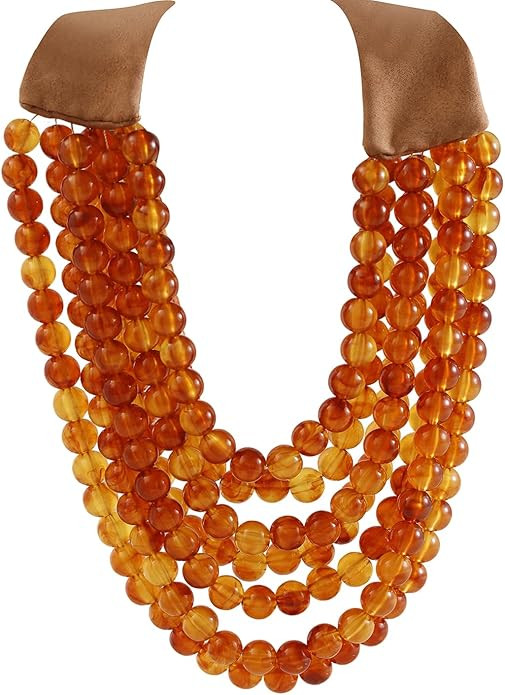 Multicolor Multi-Strand Resin Bead Choker Statement Necklace | 18.5 in length, resin bead strands... | Amazon (US)