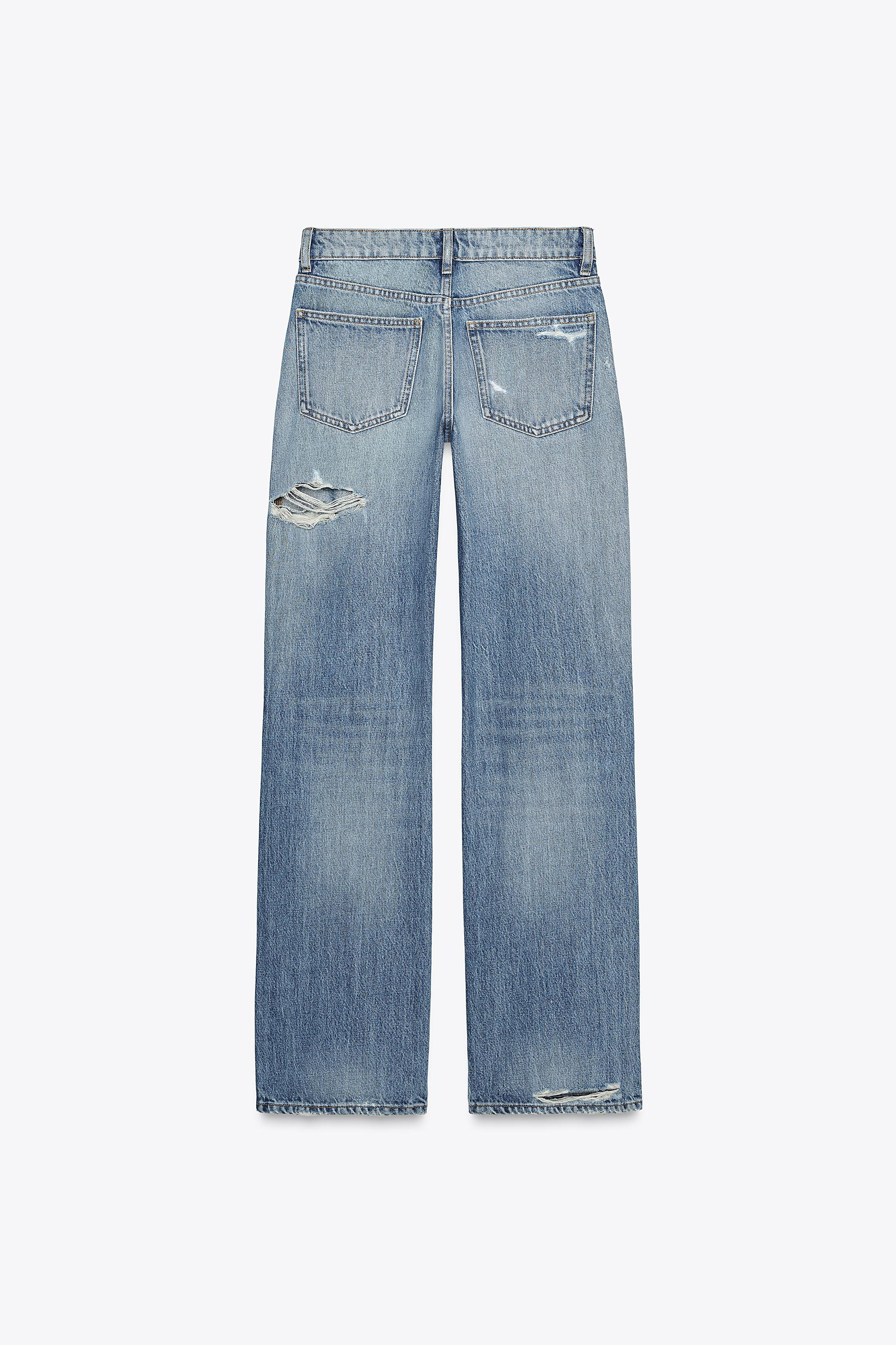MID-RISE - BAGGY - FULL LENGTHMid-rise jeans with belt loops and five pockets. Ripped detail. Asy... | Zara US
