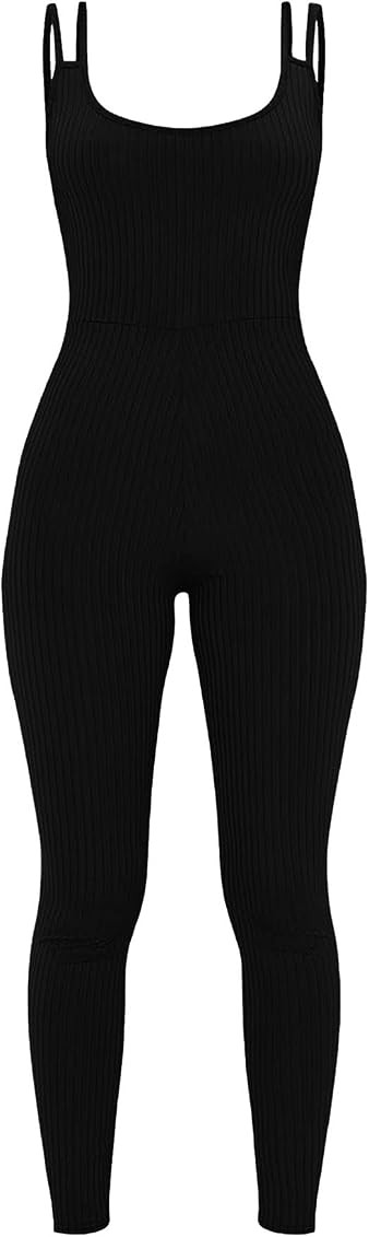 Hamishkane Ladies Double Straps Ribbed Cami Jumpsuit All in One Unitard Skinny Romper Playsuit | Amazon (UK)